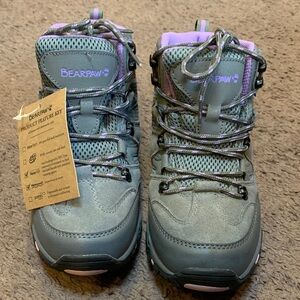 BearPaw Gray and Lavender Women's Lace-Up Hiking Boots